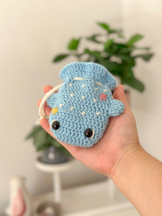 whale drawstring pouch